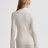 Ravena Rib Knit High-Neck Top Egret
