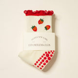 Strawberry Ruffle Grip Pilates Socks