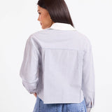 IVORY HALL STRIPE CONTRAST COLLAR SHIRT