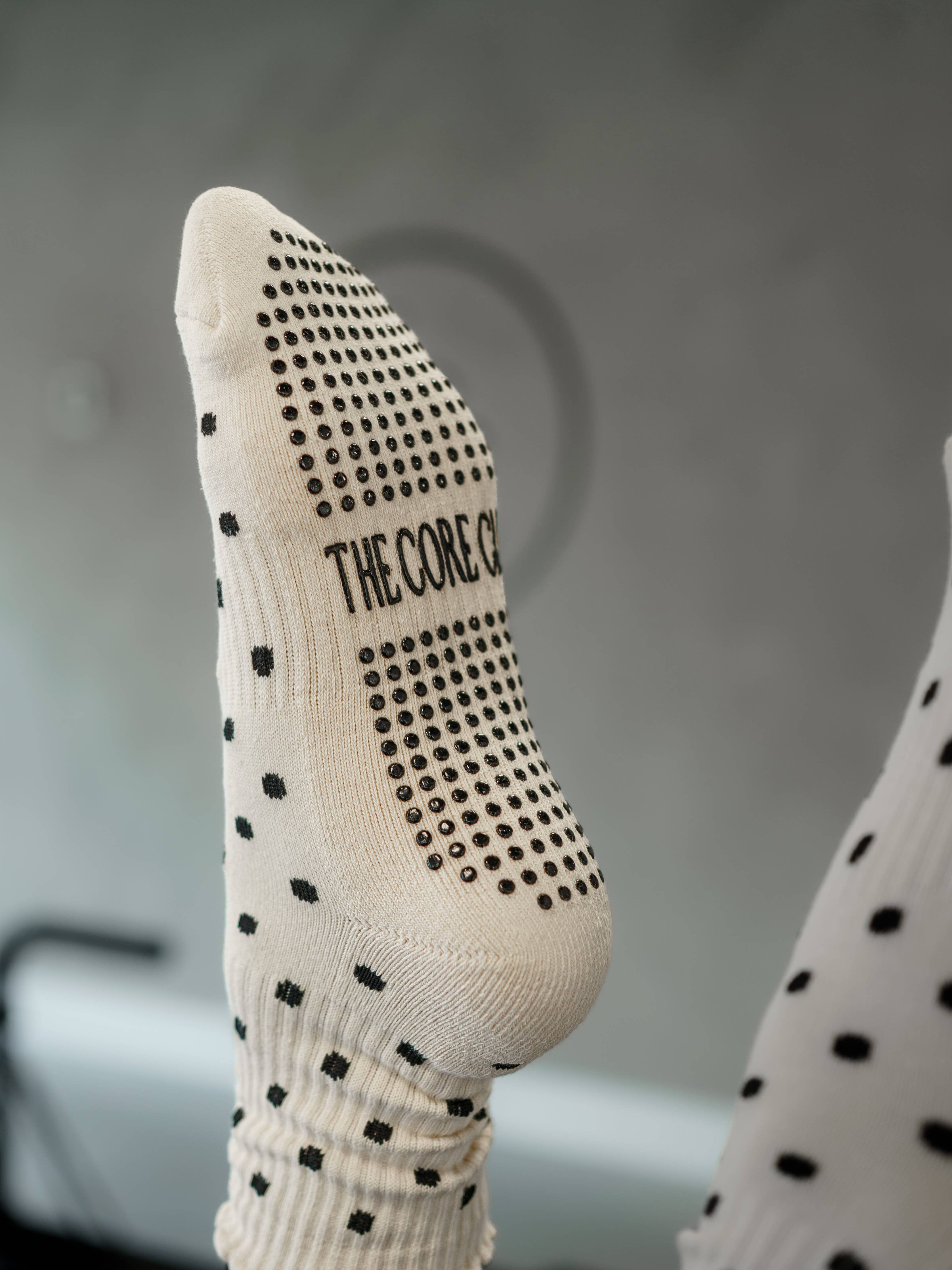 TCC Black & Cream Polka Dots  | Pilates & Barre Grippy Socks