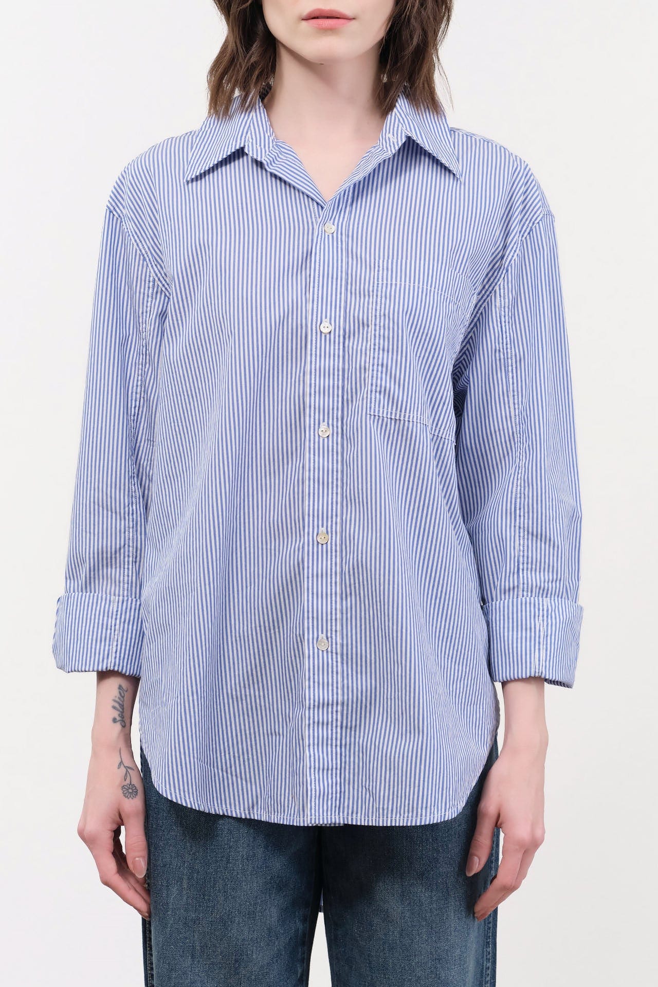 Ruth Oversized Shirt Blue Multi Stripe