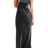 Diane Satin Dress Black