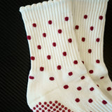TCC Burgundy Polka Dots  | Pilates & Barre Grippy Socks