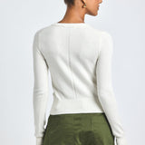 Alizee Long Sleeve Crew Neck Sweater Blanc de Blanc