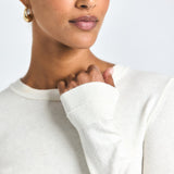 Alizee Long Sleeve Crew Neck Sweater Blanc de Blanc