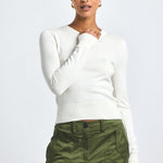 Alizee Long Sleeve Crew Neck Sweater Blanc de Blanc