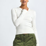 Alizee Long Sleeve Crew Neck Sweater Blanc de Blanc