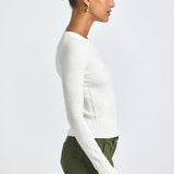 Alizee Long Sleeve Crew Neck Sweater Blanc de Blanc