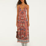 FLORAL BEAUTY TAPESTRY BLUSH PINK MAXI SLIP DRESS