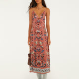 FLORAL BEAUTY TAPESTRY BLUSH PINK MAXI SLIP DRESS