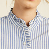 Detailed Breezy Blouse Navy Stripe