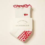 Embroidery Heart Duo Ruffle Grip Pilates Socks