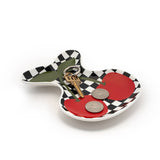 Ceramic Trinket & Jewelry Tray / Dish - Checkered & Cherries