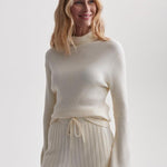 Ravena Rib Knit High-Neck Top Egret