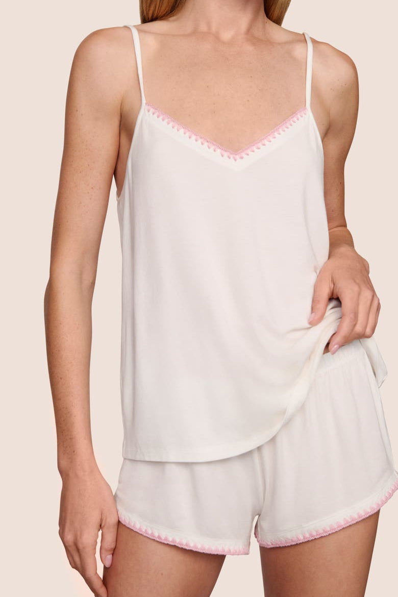 Frida Cami/Short PJ Set Ivory/Pink Nectar