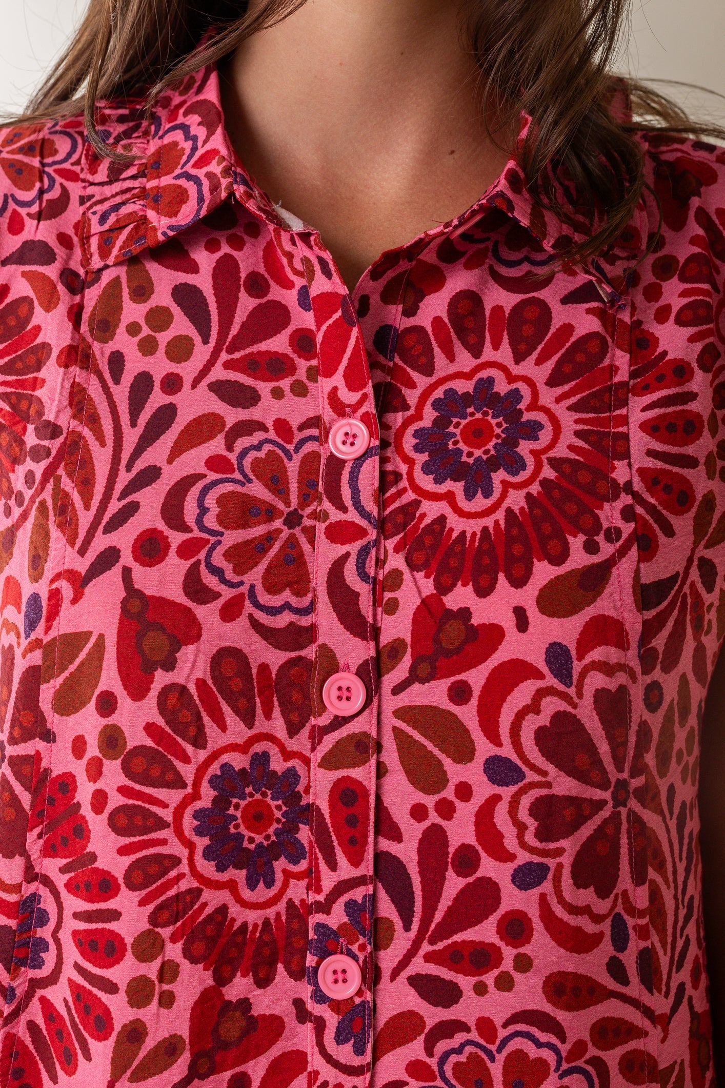 Pink and Red Printed Dress