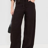 Brynn Drawstring Linen Trouser Chocolate Brown