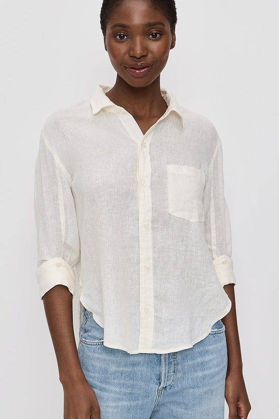 Kayla Shrunken Button Up Vanilla