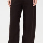 Brynn Drawstring Linen Trouser Chocolate Brown