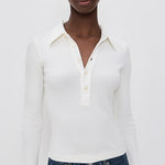 Long Sleeve 60's Polo Off White