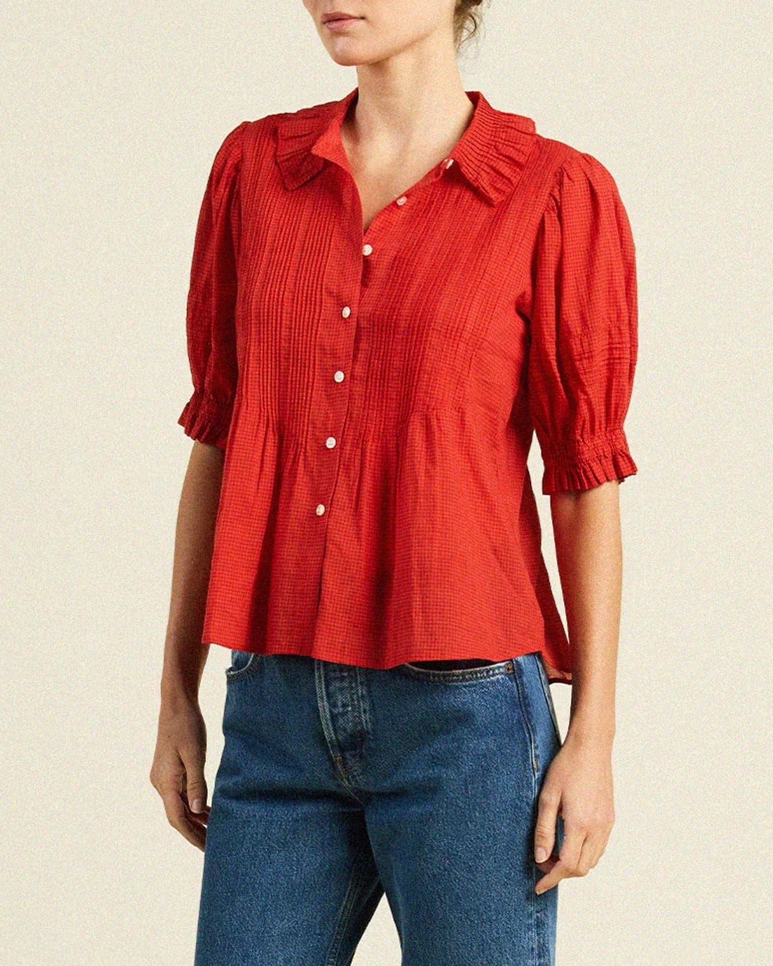 Jess Blouse Crimson Check