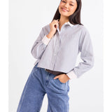 IVORY HALL STRIPE CONTRAST COLLAR SHIRT