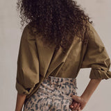 Now Or Never Printed Denim Short Brown Sugar Combo