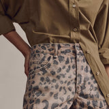 Now Or Never Printed Denim Short Brown Sugar Combo
