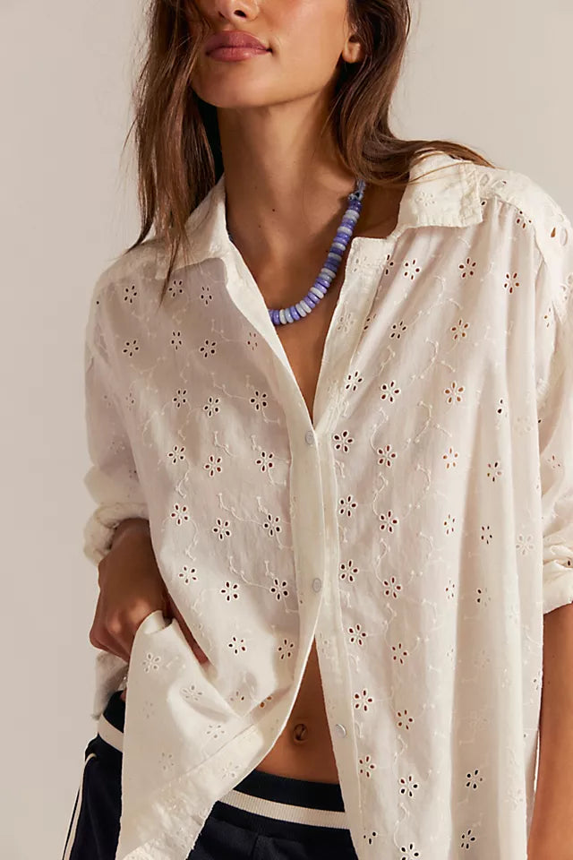 Mae Eyelet Shirt Ecru Wash