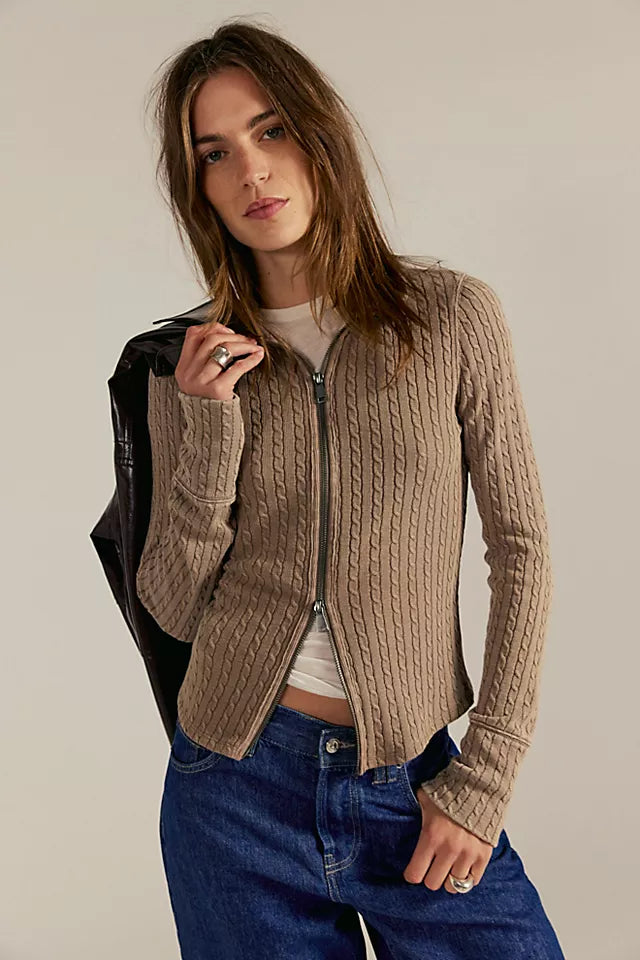 Brunch Girl Zip Up Dusted Cocoa