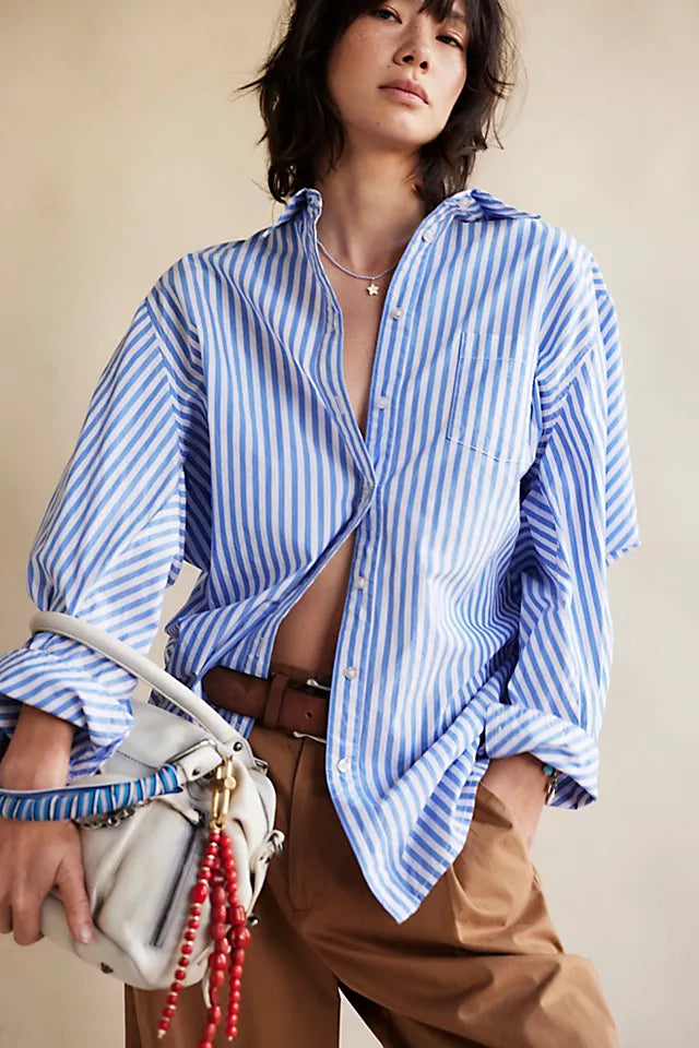 Sabine Tailored Stripe Shirt Oxford Stripe Blue