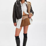 Paradise Found Suede Skort Caramel Cafe