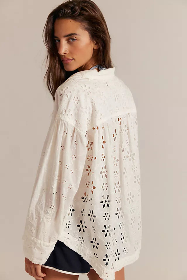 Mae Eyelet Shirt Ecru Wash