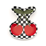 Ceramic Trinket & Jewelry Tray / Dish - Checkered & Cherries