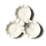 Signature White Ruffle Three Bowl Server