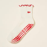 Embroidery Heart Duo Ruffle Grip Pilates Socks