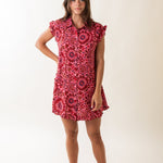 Pink and Red Printed Dress