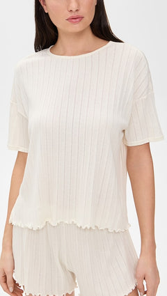 Pointelle Short Sleeve Tee Ivory