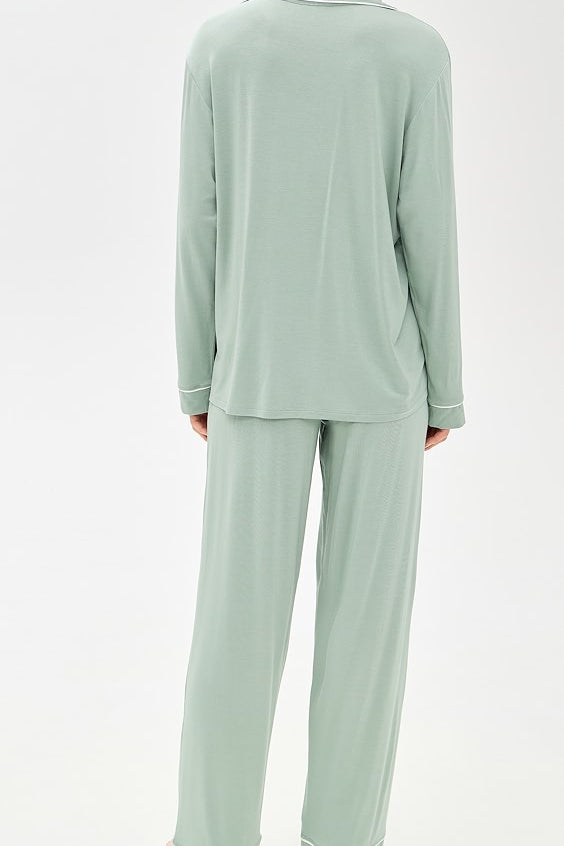 Gisele Long Pj Set Eucalyptus/Ivory