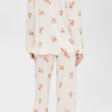 Gisele Printed Long Pj Set Floral Bloom Ivy/Vanilla Cream