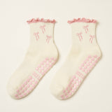 Bow Ruffle Grip Pilates Socks
