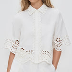 Embroidered Shirt and Strapless Top Set