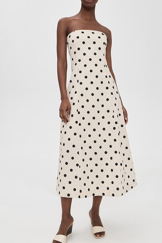 Polka Dot Linen Strapless Dress KEEP Boutique Polka Dot Linen Strapless Dress KEEP Boutique