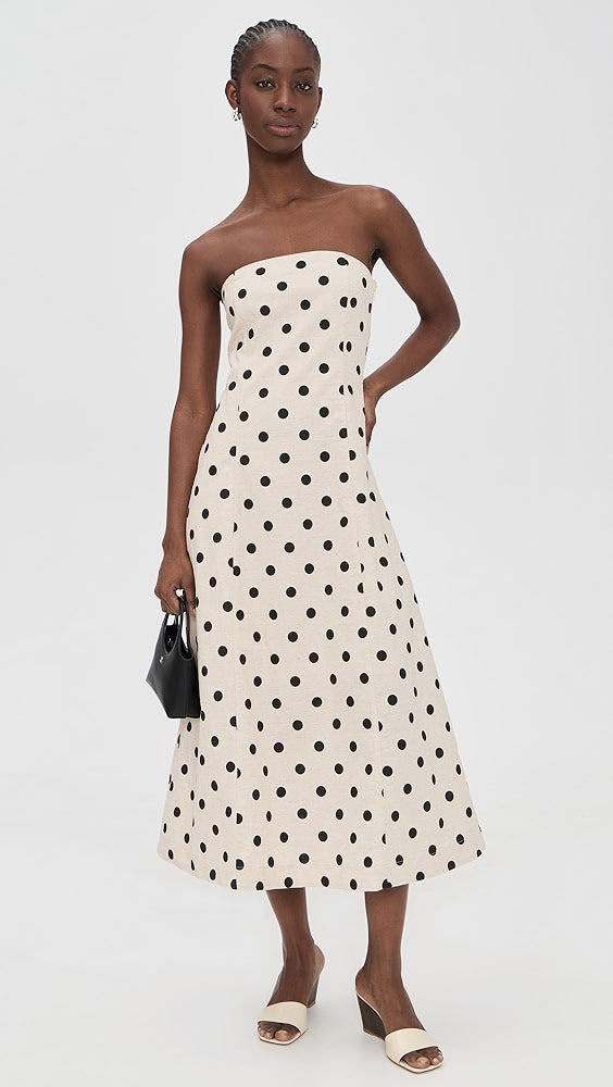 Polka Dot Linen Strapless Dress – KEEP Boutique