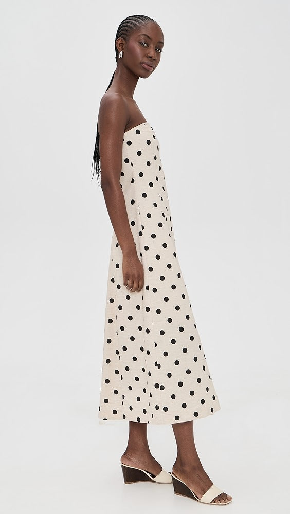 Polka Dot Linen Strapless Dress – KEEP Boutique