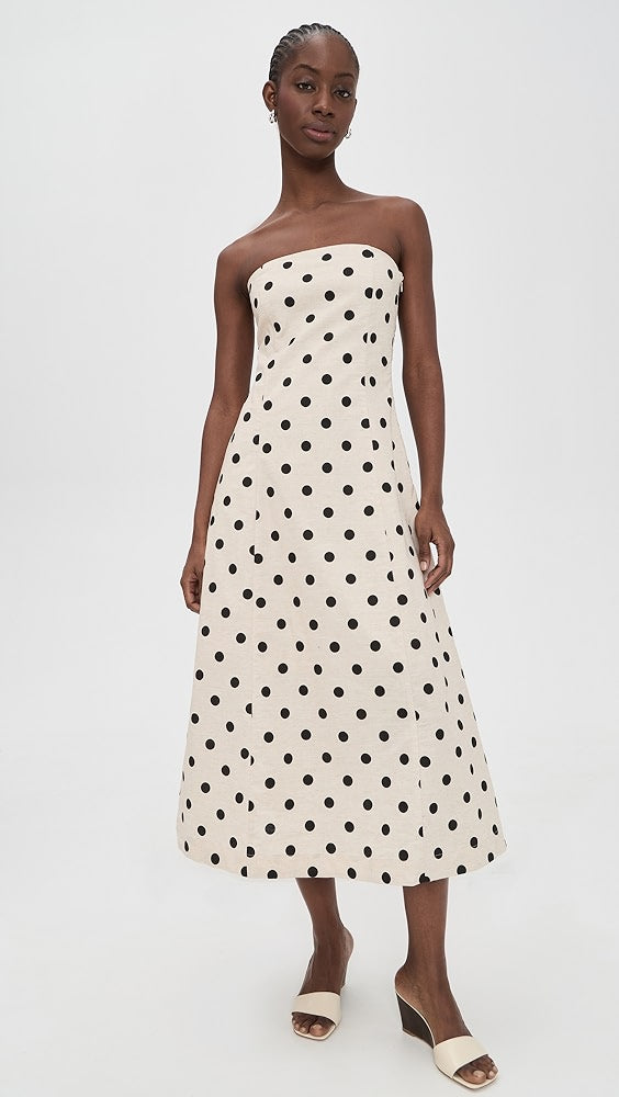 Polka Dot Linen Strapless Dress – KEEP Boutique Polka Dot Linen Strapless Dress – KEEP Boutique