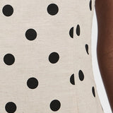 Polka Dot Linen Strapless Dress
