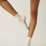 Smiley Face Ruffle Grip Pilates Socks