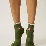 Mushroom Ruffle Grip Pilates Socks