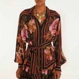 Chenille Flowers Black Mini Dress